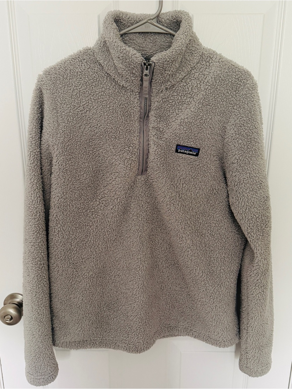 Patagonia Womens Medium Los Gatos High Pile Fleece Quarter Zip Sweater Grey
